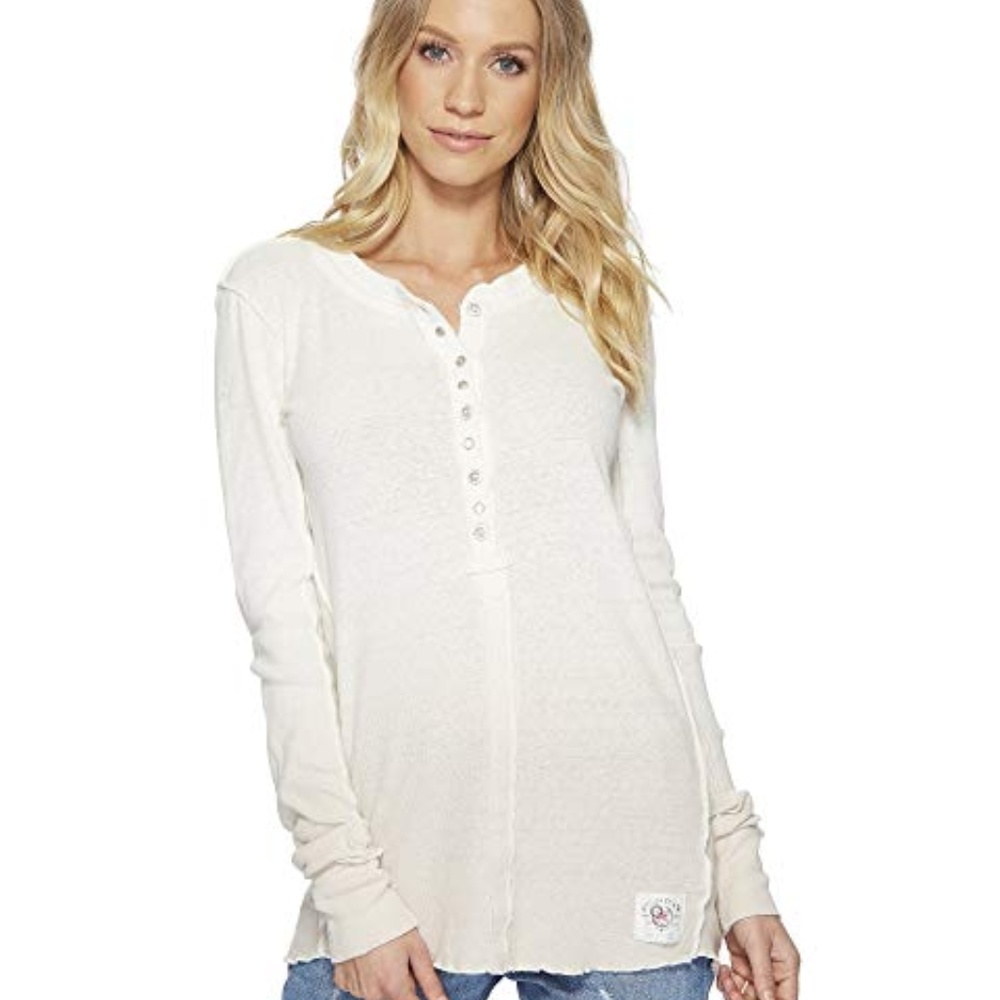 Free People NWT Cozy Up Dip Dye Henley Top